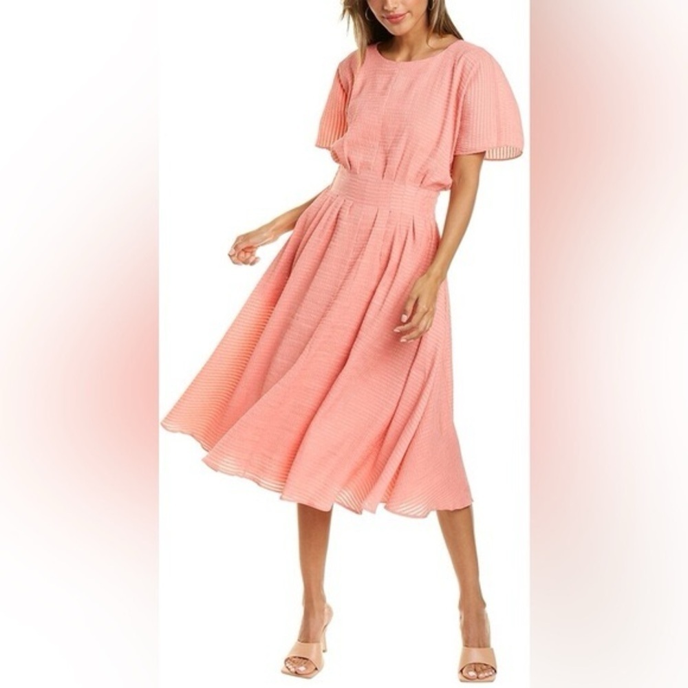 Club Monaco Seersucker Fit & Flare Dress in Tea Rose Size 8